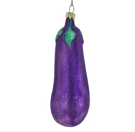 XL 5" Vintage Sugared Glass Eggplant