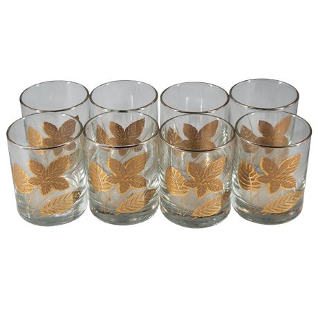 Libbey Gold Foliage Whiskey Tumblers - Set of 8