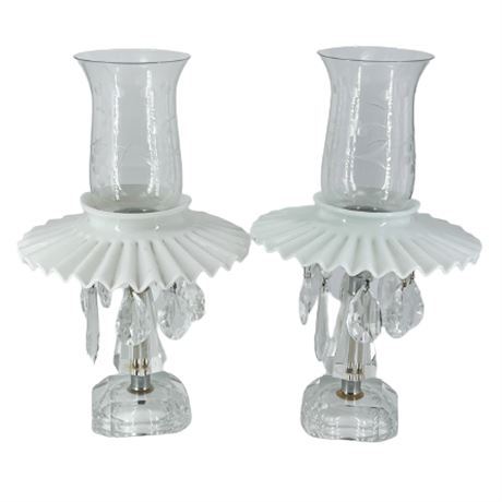 Antique Crystal Candlestick Lamps