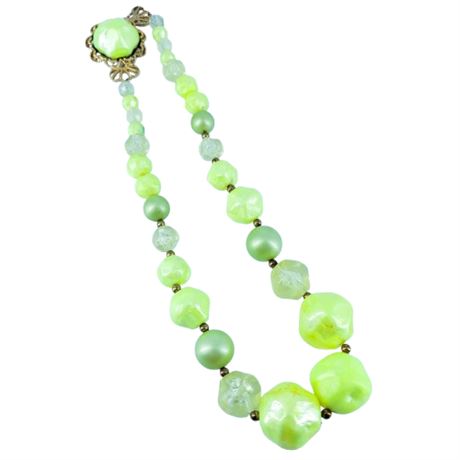 Vintage Yellow Chunky Beaded Necklace