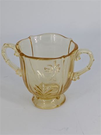 Fostoria Yellow Glass Footed Sugar Bowl w/ Handles