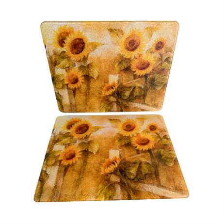 Set of Tempered Glass Sunflower Placemats