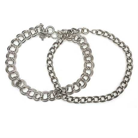 (2) Vintage Sterling Silver Charm Bracelets