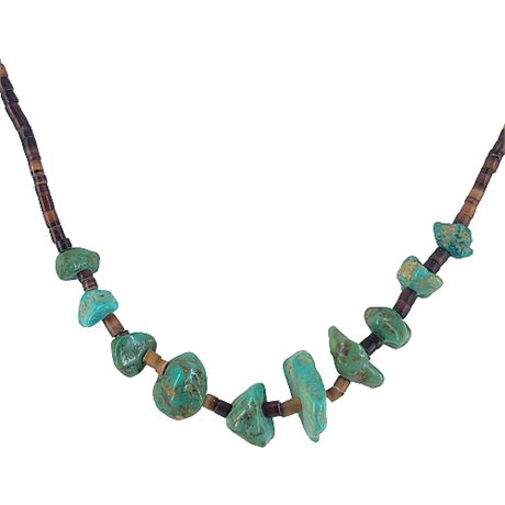 Vintage Handmade Turquoise Nugget Beaded Necklace