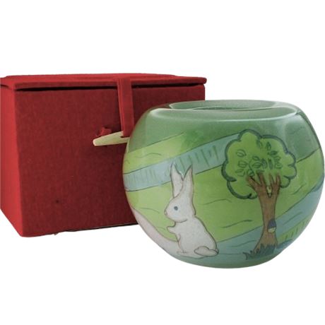 PIER 1 Le Bien Tea-light Holder ~ Bunnies on an Easter Egg Hunt ~ Original Box