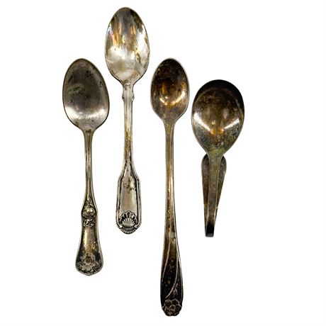 Lot of 4 Silver-Plated Vintage Spoons