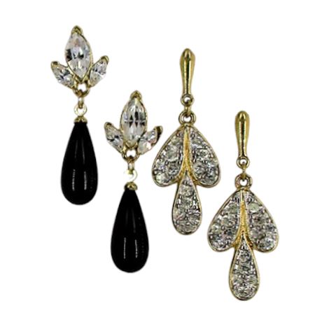 Lot of 2 Rhinestone Dangle Earrings