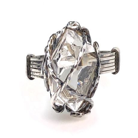 Fabulous Herkimer "Diamond" Quartz Crystal Wire Wrapped Ring