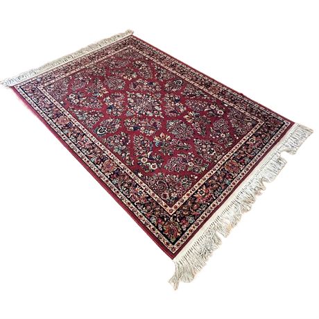 Vintage Karastan Red Sarouk Red Wool Area Rug