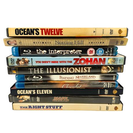 Lot of 10 DVD and Blue-Ray Discs