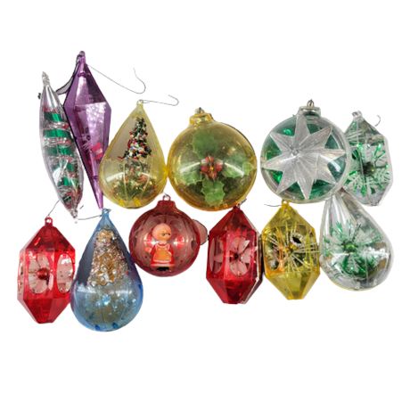 Vintage Plastic Christmas Tree Ornaments Lot 4
