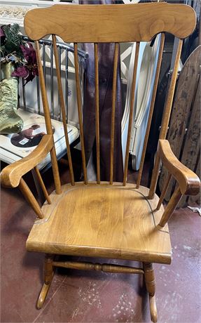 Maple wooden spindle back rocking chair