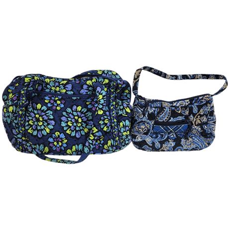 Vera Bradley Blue Small Handbag / Floral Travel Duffle