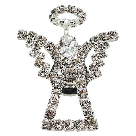 Vintage Prong Set Rhinestone Angel Magnetic Brooch