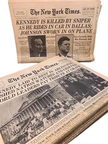 17 pc JFK Assassination Presidential Newspaper Lot
