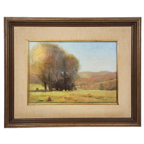 Unsigned Vintage Autumn Landscape Oil on Canvas