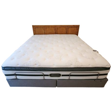 King Tempur-Pedic Foundation w/ Mattress & Lea Faux Bamboo Oak Headboard