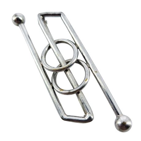 Vintage Unsigned Silver Tone Abstract Brooch