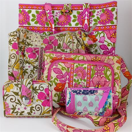 Vera Bradley Lot of 6 Quilted Bags - Tutti Frutti, Loves Me & Painter's Garden