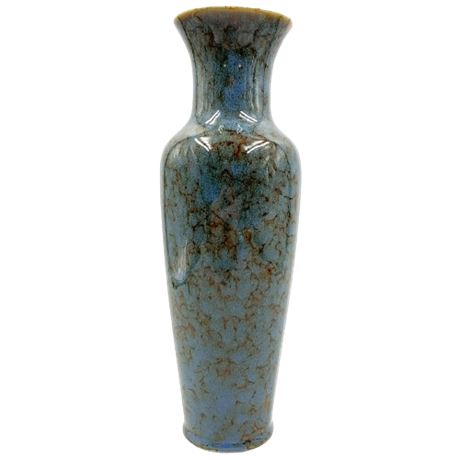 Blue and Brown Ceramic Glazed Artisan Vase