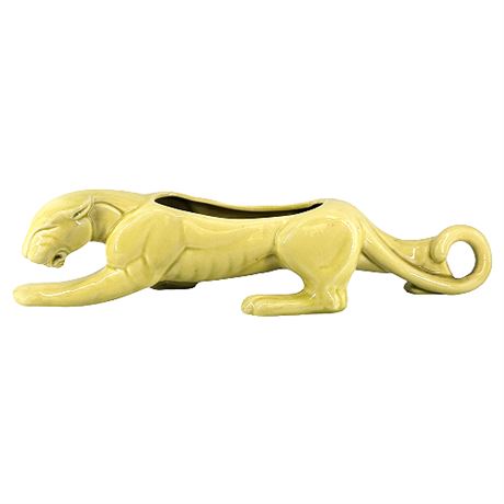 Mid-Century McCoy Chartreuse Stalking Panther Ceramic Planter