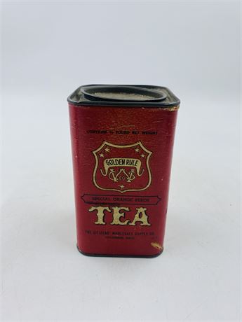Antique Golden Rule Tea Tin Filled w/ Antique Buttons