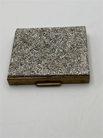 Vintage silvertone glitter compact