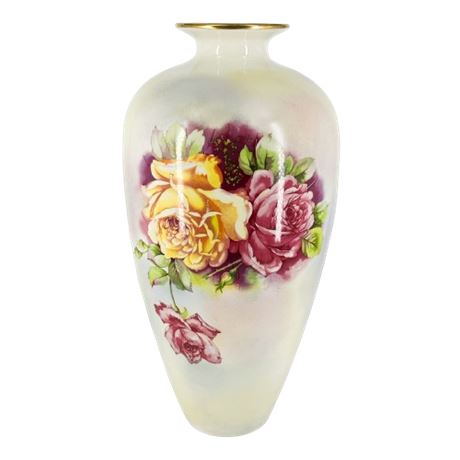 RARE Large Belleek Willetts 16" Floral Rose Vase
