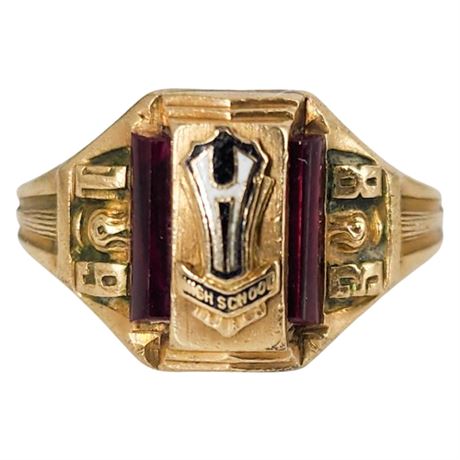Signed Vintage JOSTEN Dura-Tone 10K Gold 1938 High School Class Ring, Sz 6.5