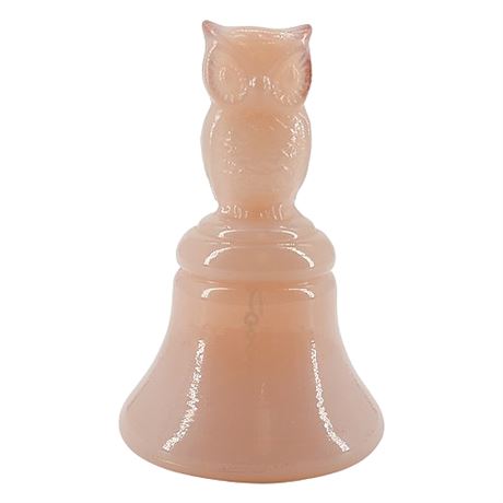 Vintage Boyd Art Glass Pale Pink Owl Bell