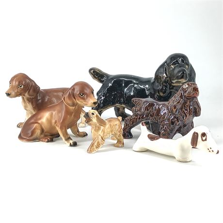 Lot of 6 Collectible Dog Figurines, Dachshunds and Retrievers