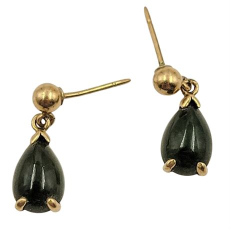 Gold Tone Jade Gemstone Earrings
