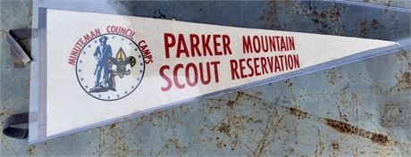 Mid Century BSA Minuteman Council Camp Parker Mountain Pennant