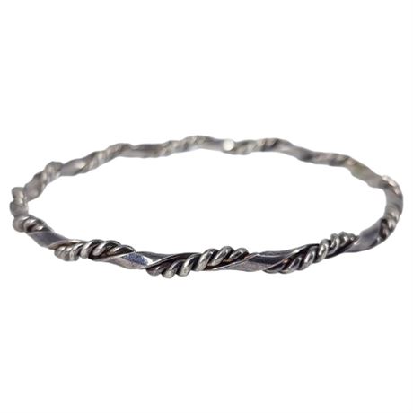 Unmarked Vintage Silver Twist Bangle Bracelet