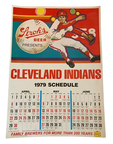 1979 STROH’S Beer 25” Cleveland Indians Baseball Game Poster