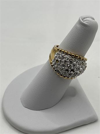 Gold filled dome rhinestone ring