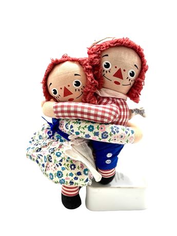 Vtg. Knickerbocker Raggedy Ann & Andy Hugging Dolls