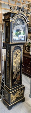 MCM Colonial German Chinoiserie Working 7’ 4” Grandfather Clock