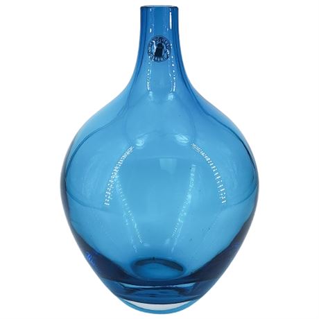 Johanna Jelinek for Ikea 8" Salong Teal Blue Art Glass Vase