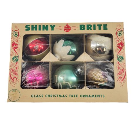Lot of 6 Vintage Shiny Brite / Czech Christmas Tree Ornaments
