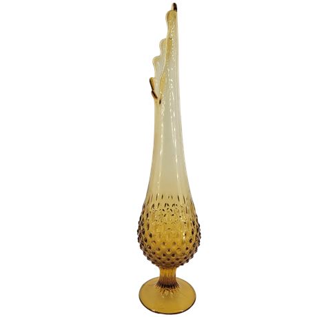 Fenton Amber Hobnail Footed Swung Stretch Art Glass Vase