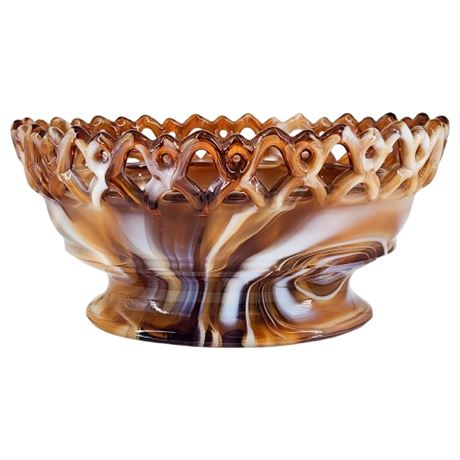 Vintage IMPERIAL Caramel Slag Glass Atterbury Oval Box, No Lid