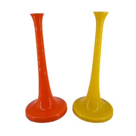 Mid-Century Modern Yellow & Orange Czechoslovakian Bud Vases