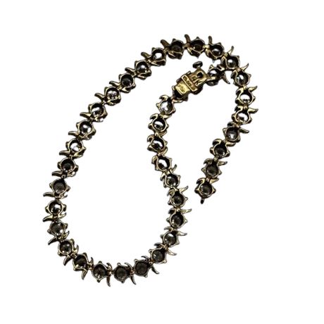 14K Gold Bracelet with CZ Round Stones