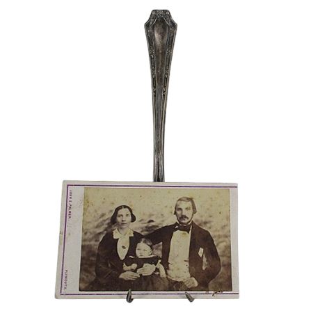 VTG Silver Plate Fork Repurposed as Easel/Stand with 1870's Carte de Viste