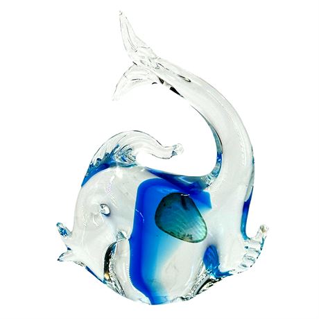 Murano Italian Hand-Blown Vintage Art-Glass Fish Paperweight