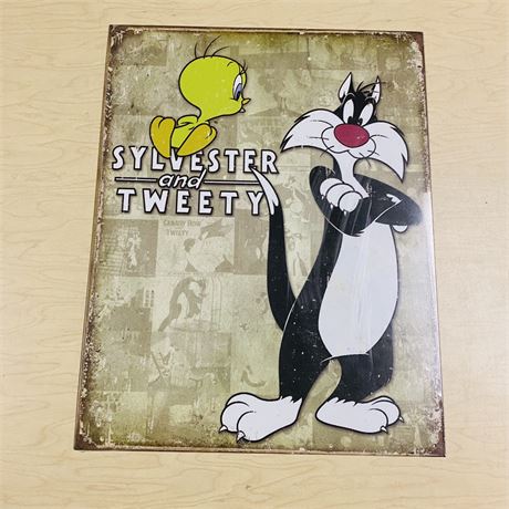 New Retro 12.5x16” Sylvester + Tweety Metal Sign