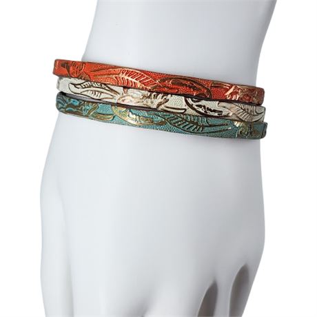 Vintage Enameled Copper Bangle Bracelets, Set of 3