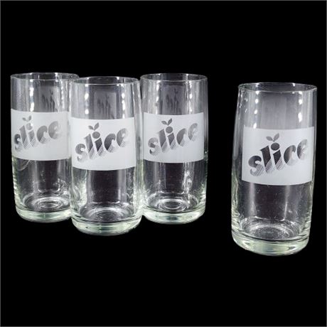 Vintage 80s Slice Soft Drink Glasses, Set of 4