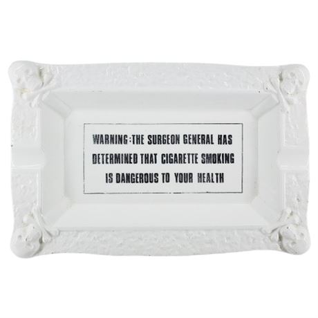 Vintage 70s Skull & Crossbones Surgeon General Warning Ceramic Ashtray